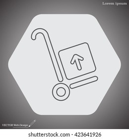 wheelbarrow for transportation of cargo, web line icon. vector design