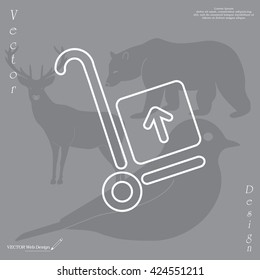wheelbarrow for transportation of cargo, web line icon. vector design