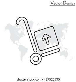 wheelbarrow for transportation of cargo, web line icon. vector design