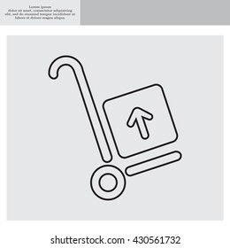 wheelbarrow for transportation of cargo, web line icon. vector design