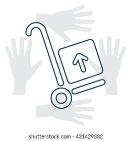 wheelbarrow for transportation of cargo, web line icon. vector design
