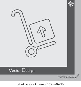 wheelbarrow for transportation of cargo, web line icon. vector design