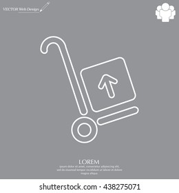 wheelbarrow for transportation of cargo, web line icon. vector design