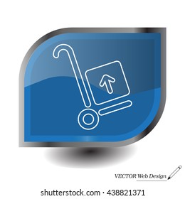 wheelbarrow for transportation of cargo, web line icon. vector design