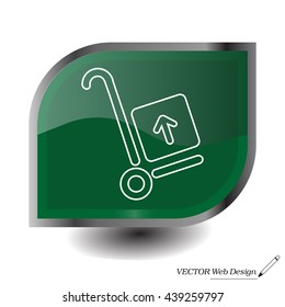 wheelbarrow for transportation of cargo, web line icon. vector design