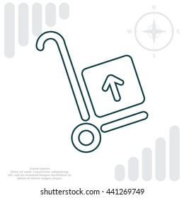 wheelbarrow for transportation of cargo, web line icon. vector design