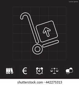 wheelbarrow for transportation of cargo, web line icon. vector design