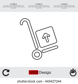 wheelbarrow for transportation of cargo, web line icon. vector design