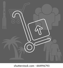 wheelbarrow for transportation of cargo, web line icon. vector design