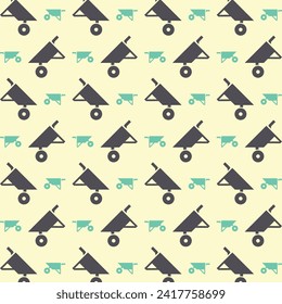 Wheelbarrow trendy pattern design beautiful repeating vector illustration background