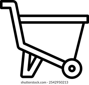Wheelbarrow trolley construction line icon