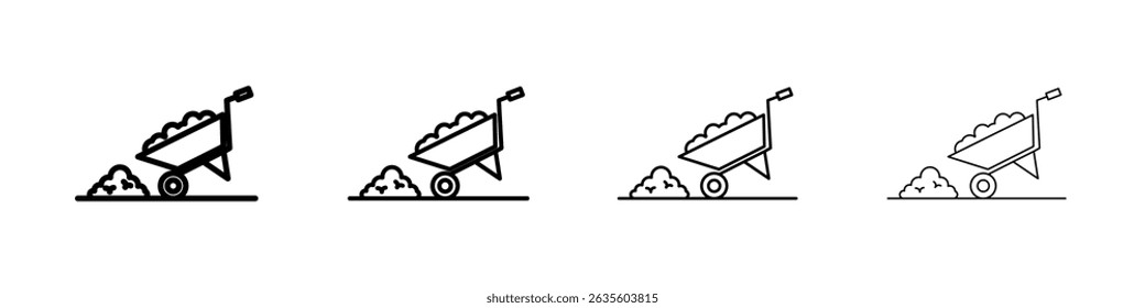 wheelbarrow unloading icon Flat illustration sign