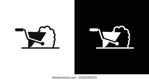 wheelbarrow unloading icon logo set vector