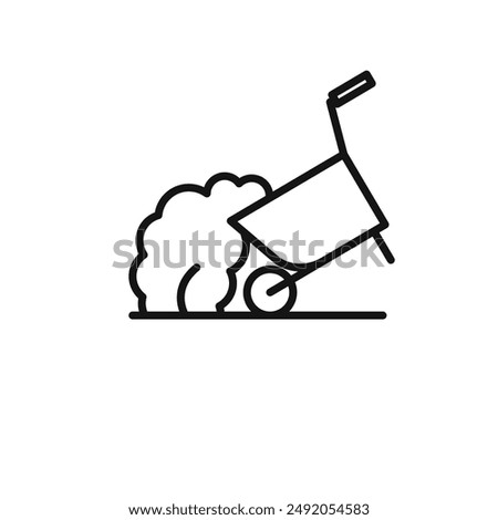 wheelbarrow unloading icon outline collection in black and on white background