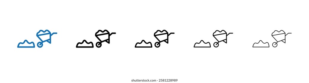 wheelbarrow unloading icon Outline vector logo for web ui