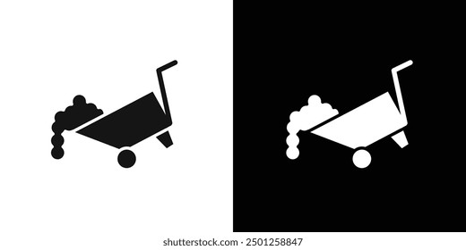 wheelbarrow unloading icon Symbol mark in filled style