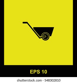 Wheelbarrow vector black icon. Isolated illustration. Business picture.