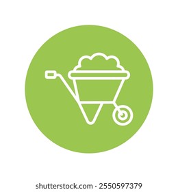 Wheelbarrow Vector Circle Outline Icon . Eps 10 file