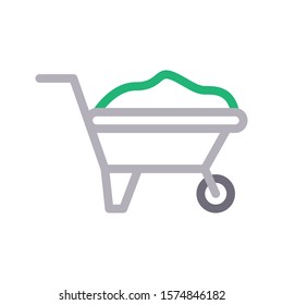 wheelbarrow vector color line icon 