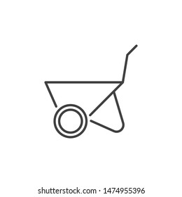 Wheelbarrow vector concept outline minimal icon or design element