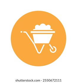 Wheelbarrow Vector Glyph Circle . Eps 10 file