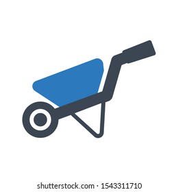 wheelbarrow  vector glyph color icon 