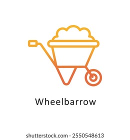 Wheelbarrow Vector Gradient Circle Outline Icon. Eps 10 file