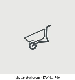 Wheelbarrow vector icon illustration sign