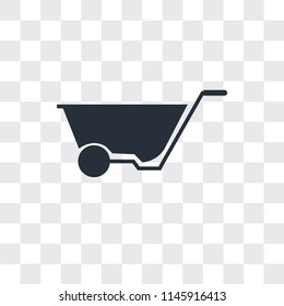 Wheelbarrow vector icon isolated on transparent background, Wheelbarrow logo concept