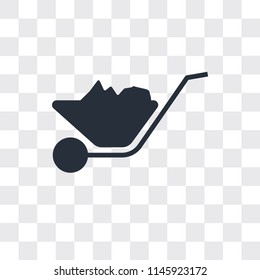 Wheelbarrow vector icon isolated on transparent background, Wheelbarrow logo concept