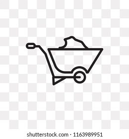 Wheelbarrow vector icon isolated on transparent background, Wheelbarrow logo concept