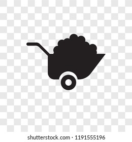 Wheelbarrow vector icon isolated on transparent background, Wheelbarrow transparency logo concept