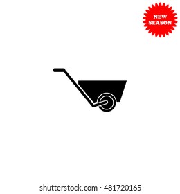 Wheelbarrow vector icon isolated on white background.
