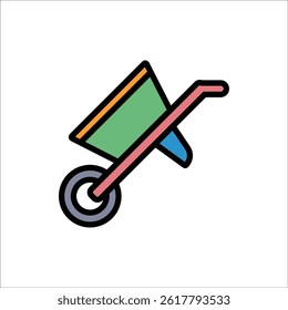 wheelbarrow vector icon line template