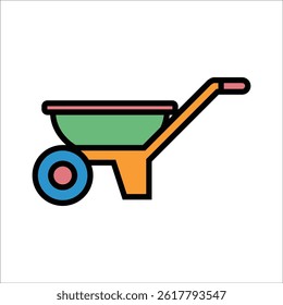 wheelbarrow vector icon line template