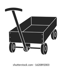 Wheelbarrow vector icon.Black vector icon isolated on white background wheelbarrow .