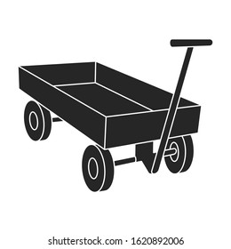 Wheelbarrow vector icon.Black vector icon isolated on white background wheelbarrow .