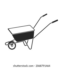 Wheelbarrow vector icon.Black vector icon isolated on white background wheelbarrow.