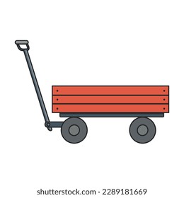 Icono vectorial de flecha de ruedas.Icono vector de color aislado en carretilla de fondo blanca.