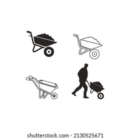 wheelbarrow vector icon,illustration logo design