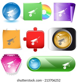 Wheelbarrow. Vector internet buttons.