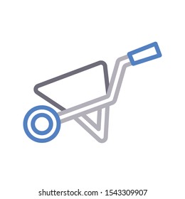 wheelbarrow vector line color icon 