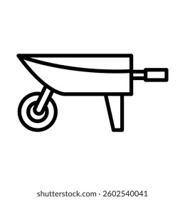 Wheelbarrow Vector Line Icon Design