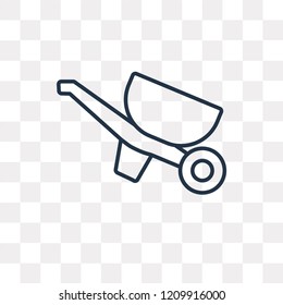 Wheelbarrow vector outline icon isolated on transparent background, high quality linear Wheelbarrow transparency concept can be used web and mobile