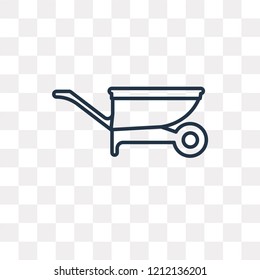 Wheelbarrow vector outline icon isolated on transparent background, high quality linear Wheelbarrow transparency concept can be used web and mobile