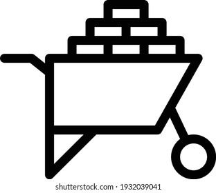 wheelbarrow vector thin line icon