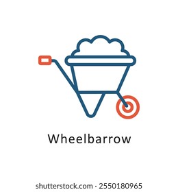 Wheelbarrow Vector Two Color Outline IconIcon. Eps 10 file