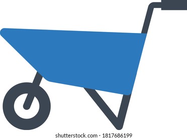 Wheelbarrow vehicle for load carry concept vector icon design, civil engineering and construction Symbol on White background, Labor tool Sign
