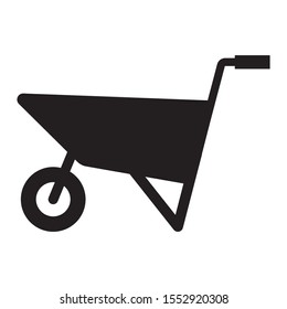 Wheelbarrow vehicle for load carry vector icon design