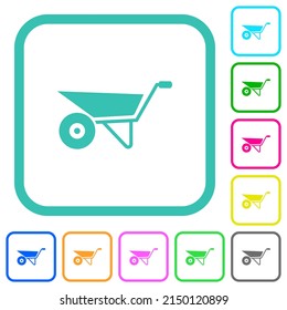 Iconos planos de colores vivos en los bordes curvados sobre fondo blanco